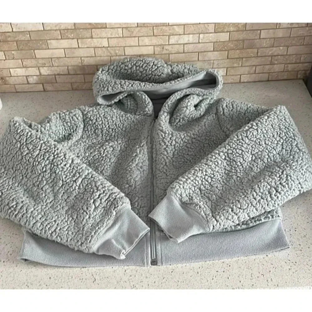 Juniors medium Gilly hicks Hollister reversible teddy bear zippered hoodie B26